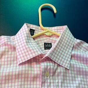 Ike Behar Pink Dress Shirt Classic Check Pattern